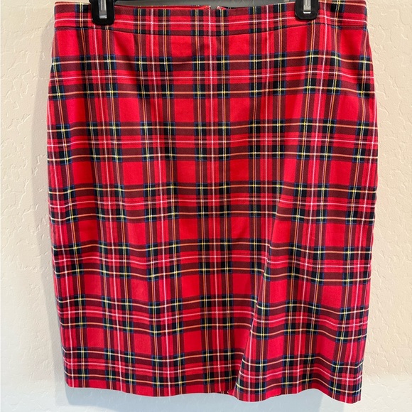 J. crew Factory Red Plaid Pencil Skirt - Picture 1 of 3